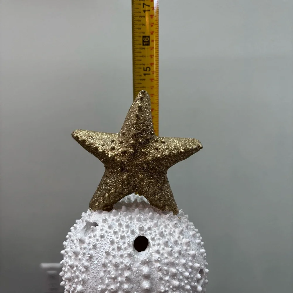 Coastal Shell Christmas Tree Gold Star Lights Up